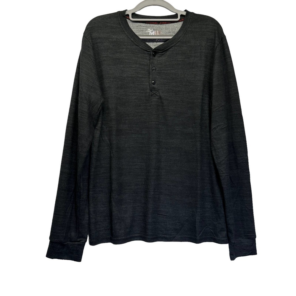 Muk Luks The Original Polo Henley Shirt Men's M Gray  Super Soft Pullover